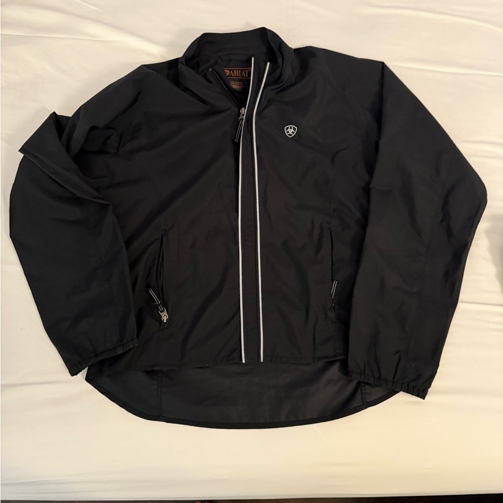 Ariat Black Windbreaker Jacket with Stand-Up Collar